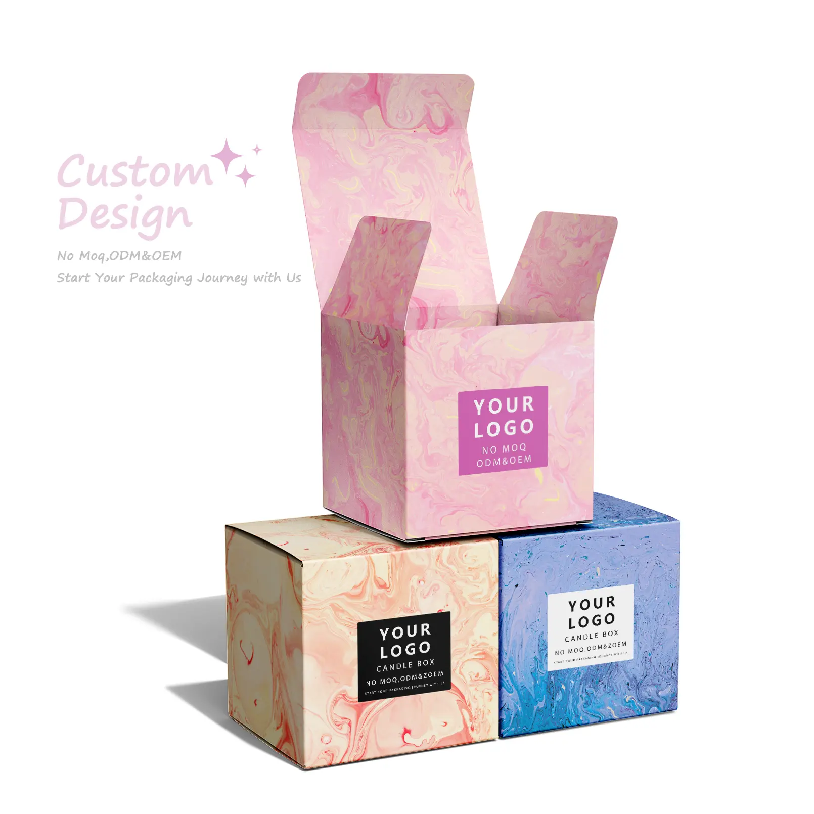 Caja de embalaje de regalo de vela cosmética de color rosa con logotipo personalizado de alta calidad caja de papel personalizada