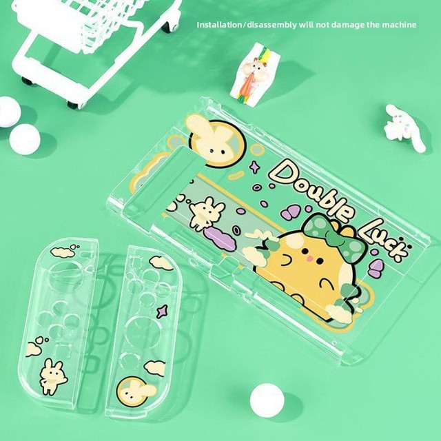 Protective Case Transparent Hard Shell for Nintendo Switch NS/OLED with Cartoon Split Handle New Condition Console Bag