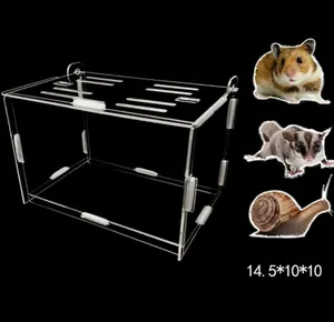 Assemble Convenient Cleaning Animal Pet Cages Transparent Mini Small Acrylic Hamster Cage