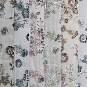 Tissu <span class=keywords><strong>en</strong></span> <span class=keywords><strong>tulle</strong></span> perlé, doux et léger, avec paillettes, brodé de perles, pour robe de mariée, voile, jupe - Product Image 6