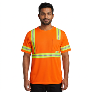 Camisetas de Alta Visibilidad para Trabajadores de Estacionamiento, Camiseta Reflectante Amarillo Fluorescente, Impermeable, de Poliéster y Algodón, de Seguridad - Product Image 1