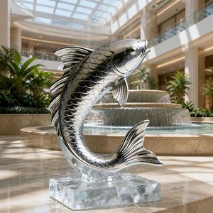 Stainless Steel Carp Sculpture Leaping Fish <b>Statue</b> Mirror Polished <b>Garden</b> Pond Outdoor Landscape Art Decoration - Product Image 3
