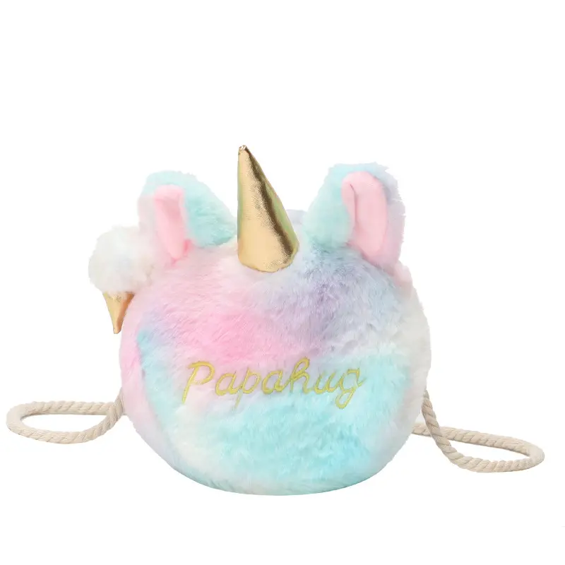 Nuevo unicornio periférico lindo animal relleno muñeca de juguete unicornio relleno bolsa de felpa, bolsa de niña