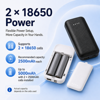 Batterie externe compacte 5000 mAh avec cellules 18650 remplaçables, chargeur portable, mini batterie de secours
