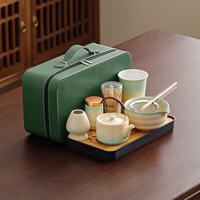 Ensemble de thé matcha personnalisé avec logo, 9 pièces, kit de thé Gongfu en céramique portable, théière et tasses à thé de style chinois faites à la main pour les voyages et les sorties