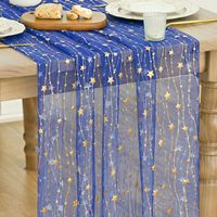 Chemin de table en gaze 100 % polyester réutilisable, personnalisé en usine, 10 pieds, avec paillettes métalliques, pour salle à manger, mariage, anniversaire