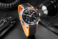 Montre automatique multifonctionnelle pour homme PAULAREIS, bracelet en toile et caoutchouc lumineux, largeur 20 mm, cadran en verre, aiguilles OM05