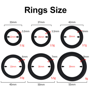 Set mit 6 Penisringen aus Silikon in verschiedenen Größen für Männer – Erektionsfördernd, Länger anhaltend, Stärker dehnbar – Sextoys für Erwachsene - Product Image 6