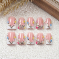 Ongles à presser en acrylique PMMA français faits à la main, courbes, tendance, couvrance totale, émail doré 3D, faux ongles, 10 pièces