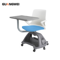 Chaise de formation d'étudiant de lycée moderne bloc-notes rotatif mobilier de classe en métal durable portable assemblage facile bureau