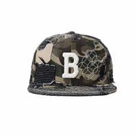 Nueva Llegada, Gorra Snapback Desgastada con Letra B Bordada, Camuflaje, Mezclilla, Unisex, Estilo Hip Hop Urbano, Venta al Por Mayor