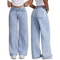 Jean décontracté taille haute coupe droite élastique à jambe large pour femme – Collection été – Vêtements de marque – Meilleures ventes