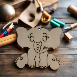 Creative Folk Art DIY Animal Pendants Wooden Chips Children's Graffiti Toys