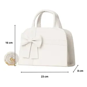Sac messager Fana Tere en PU blanc, style vintage, sac bandoulière avec chaîne dorée, sac pour femme toutes saisons - Product Image 3