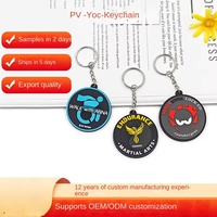 Porte-clés promotionnel rond en PVC souple de style simple avec logo personnalisable, code QR et numéro de téléphone