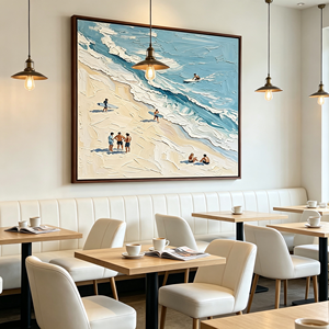 Decorazione Murale Blu Acqua per Resort, Stampa Aerea di Surfisti e Paesaggi Marini, Ideale per Accademie di Surf, Ostelli Fronte Mare e Appartamenti Vacanza - Product Image 2