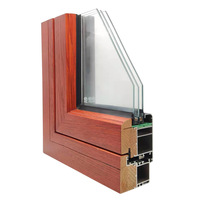As2047 Ventanas de madera revestidas de aluminio Hurricane Impact Diseño de rejilla con aislamiento acústico Ventanas francesas de vidrio