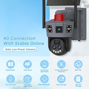 Okam <span class=keywords><strong>App</strong></span> grey Color 12MP thực 3 ống kính năng lượng mặt trời hệ thống <span class=keywords><strong>camera</strong></span> trong nhà ngoài trời an ninh wifi năng lượng mặt trời 4 gam Sim Thẻ bảo đảm máy ảnh - Product Image 3