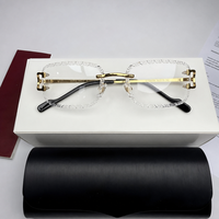 Lunettes de soleil de luxe haute qualité 00696, design sans monture taillé au diamant, protection UV400, verres dégradés, unisexe, avec étui, vente en gros