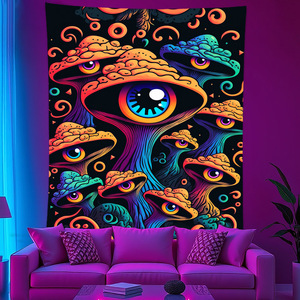 Tapisserie murale réactive aux <span class=keywords><strong>UV</strong></span> « Œil de Dieu » <span class=keywords><strong>psychédélique</strong></span> pour la sorcellerie, décoration murale hippie, art bohème, mandala esthétique pour chambre - Product Image 6