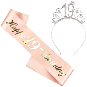 Nicro Nuevo Diseño, Corona de Reina para Fiesta de <span class=keywords><strong>Cumpleaños</strong></span>, Corona de Tiara con Brillantina Rosa y Pedrería para Niña, Conjunto de Corona y Banda para Adultos - Product Image 5