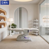 Table de beauté électrique en PU avec commande au pied et hauteur réglable ; Fauteuil de tatouage multifonctionnel ; Table pour microblading et extensions de cils ; Salon