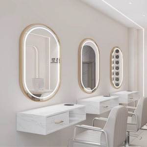 Led for Vanity Oval <b>Light</b> <b>Mirror</b> Beauty Salon Smart <b>Makeup</b> Anti Fog Music <b>with</b> Black Gold Frame Full Size <b>Mirrors</b> - Product Image 2