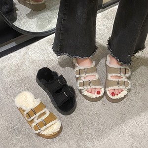 <span class=keywords><strong>Chaussons</strong></span> Boken à semelle épaisse, fourrés, respirants et chauds pour femme, nouvelle collection automne-hiver, avec talon compensé en peluche - Product Image 6