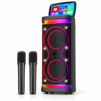 Système audio karaoké sur roulettes Android 14 avec écran intelligent, double haut-parleur de 10 pouces, 60W et microphone sans fil