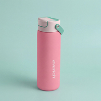 Bouteille d'eau isotherme en acier inoxydable avec couvercle à clapet et paille, anti-fuite, sans BPA, réutilisable, isolation thermique 12-24h pour adultes