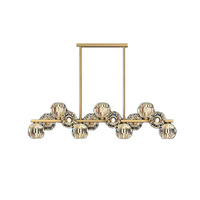 Lustre Suspendu Moderne Minimaliste en Cuivre Long, Corps Noir et Or, Style Nordique de Luxe, avec Boules de Cristal