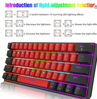 Mini Teclado Mecánico para Juegos con Cable, 60%, con 61 Teclas Cherry MX Rojas, Compatible con PC y Windows XP, Win 7, Win 10