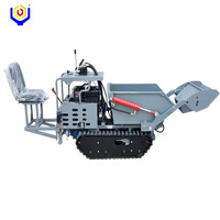 Mini-dumper chenillé à moteur essence/diesel 5,5 CV, chargeur frontal, capacité de charge élevée 500 kg, boîte de vitesses Huade 3F+1R, hydraulique