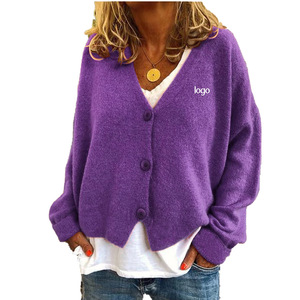 Plussize 3XL mujer primavera otoño suéter tejido Casual suelto señora cárdigan prendas de punto manga larga botón Top abrigo Casual suéter - Product Image 1