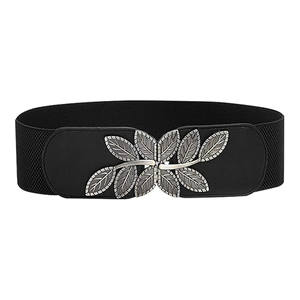 <span class=keywords><strong>Ceinture</strong></span> extensible personnalisée pour <span class=keywords><strong>femme</strong></span>, <span class=keywords><strong>ceinture</strong></span> <span class=keywords><strong>large</strong></span> vintage avec boucle en feuille d'or/argent, <span class=keywords><strong>ceinture</strong></span> élastique pour <span class=keywords><strong>femme</strong></span> - Product Image 1