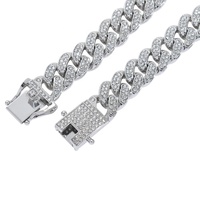 Bracelet pour homme en alliage, style hip-hop, avec strass étincelants, chaîne cubaine de 13 mm
