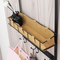 Crochets au-dessus de la porte Organisateur au-dessus de la porte Étagère porte-serviettes de porte détachable avec 10 crochets et 1 panier en maille
