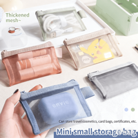 Pochette à fermeture éclair en maille style tendance, étanche et résistante à l'humidité, semi-transparente, durable, pour stylos et crayons