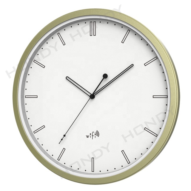 Creative Modern 13 Inch Remote WIFI Analog-Digital Wall Clock with Weather Station for School Hospital Hotel System Clock