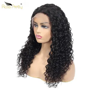 Ross Pretty 10A high quality Brazilian human Hair cuticle aligned hair natural color water wave 4*4 13*4 lace front wig