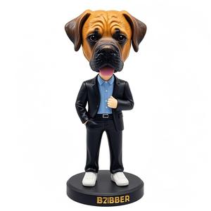 Özelleştirilmiş köpek modeli Bobble kafa bebek görüntü gerçekçi doku reçine çevre koruma malzemesi süsler anıt olarak kullanılan