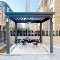 Pergola en aluminium de luxe pour jardin extérieur, avec toit à lames orientables électriques, télécommande, imperméable, gazebo