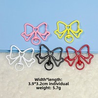 Porte-clés nœud papillon peint, pendentif coloré en alliage avec fermoir mousqueton, accessoire de bijoux DIY fait main, boucle de suspension pour poupée, mignon