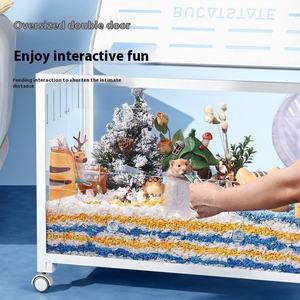 Gabbia per Criceti Grande in Metallo con Chiusura a Bottone, Rivestimento Ecologico in Polvere, Impilabile, Accesso dal Top, Facile Montaggio - Product Image 1