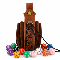 Pochette à cordon en cuir gaufré feuille d'érable vintage pour dés de D&D, sac de rangement pour dés de jeu de table RPG médiéval, cadeau de Noël