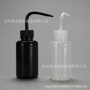Botella de lavado de plástico personalizada de 250 ml con boquilla curva, botella de enjuague graduada de 500 ml, botella de laboratorio con punta curva blanca. - Product Image 3
