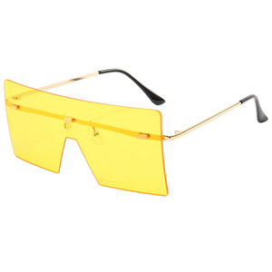 Unisex Frameless <b>Sunglasses</b> Gold Metal PC Lens UV400 Light Weight Square <b>Oversized</b> Style - Product Image 4