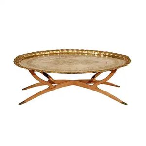 Table basse ronde moderne avec plateau en marbre et base en laiton, meuble de salon contemporain, table d'appoint décorative - Product Image 1