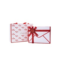 Emballage personnalisé Qimei JH708 200x60x150mm, boîte cadeau de style enveloppe pour la Saint-Valentin, motif floral imprimé, sceau de cire, bijoux