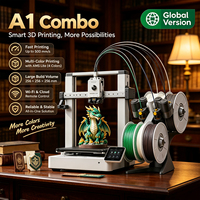 Imprimante 3D en aluminium multi-couleurs A1 Combo débloquée mondiallement avec double extrudeur, Wi-Fi gratuit, logiciel pour téléphone/PC, excellent rapport qualité-prix, nouveauté